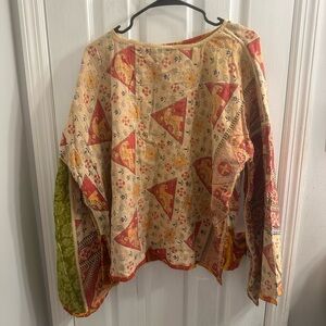 Reversible Bell Sleeve Elephant Kantha Top